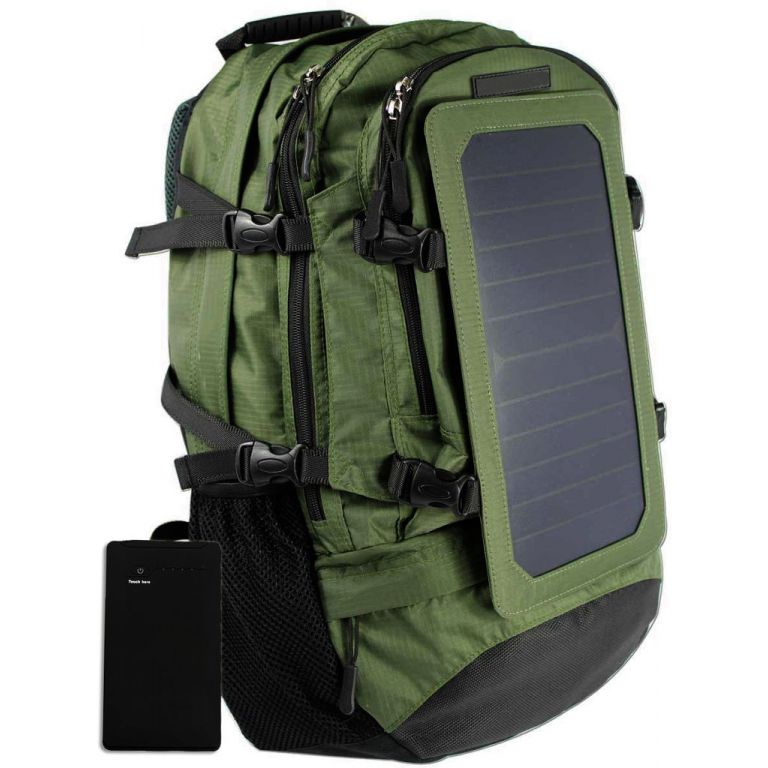 BBWC 30L outdoor backpack green solar panel powerbank 10.000 mAh