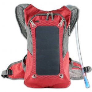 BBWC 10L bike rugzak met drinkreservoir rood + zonnepaneel + powerbank 10.000 mAh